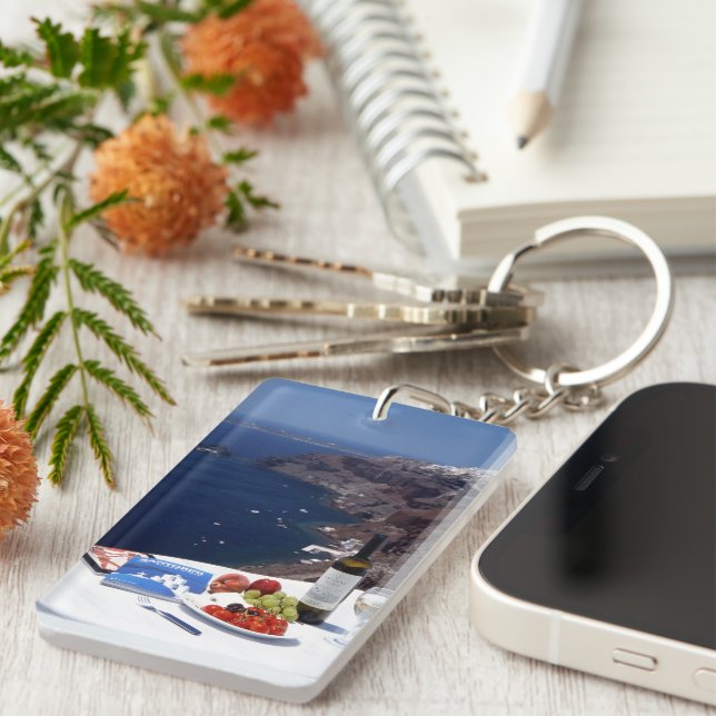 Santorini Greek Island Acrylic Keychain (Front Right)