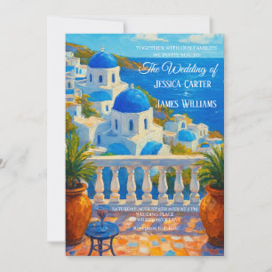 Santorini Greek Island Destination Wedding Invitation