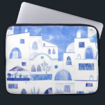 Santorini Greek Island Watercolor<br><div class="desc">Watercolor blue and white townscape painting based on the Greek island of Santorini.  Original art by Nic Squirrell.</div>