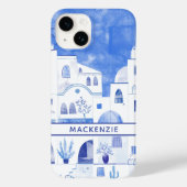 Santorini Greek Island Watercolor Personalised Case-Mate iPhone Case (Back)