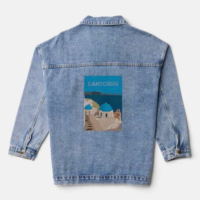 Santorini Greek Islands Denim Jacket (Back)