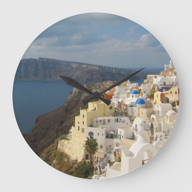 Santorini in the Afternoon Sun Large Clock (Front)