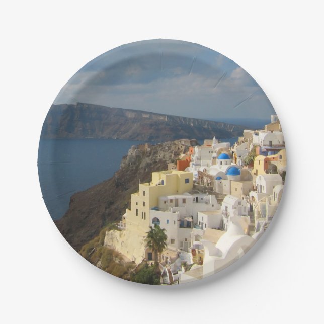 Santorini in the Afternoon Sun Paper Plate (Front)