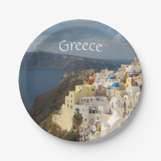 Santorini in the Afternoon Sun Paper Plate