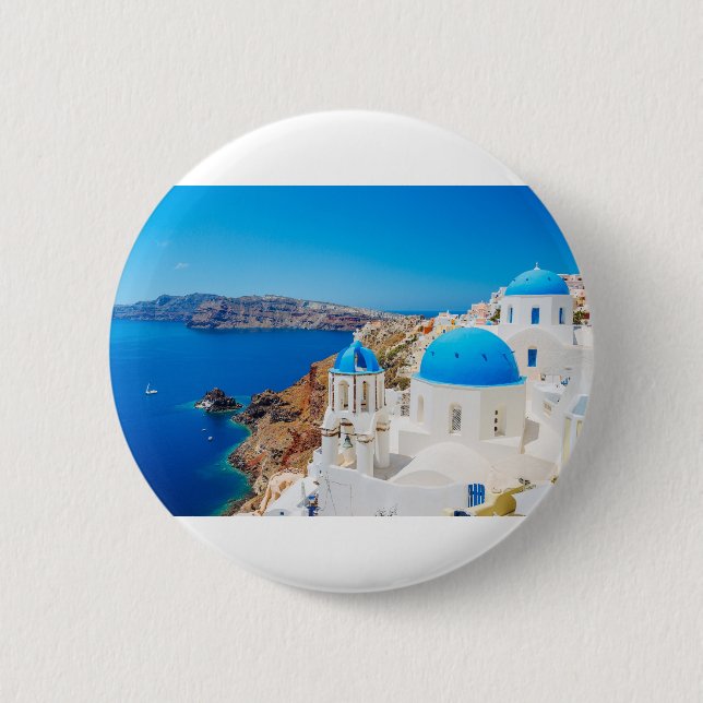 Santorini Island - Caldera, Greece 6 Cm Round Badge (Front)