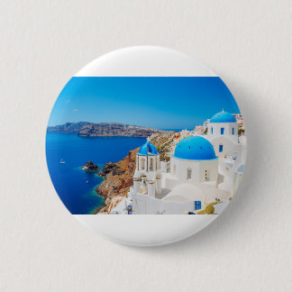 Santorini Island - Caldera, Greece 6 Cm Round Badge