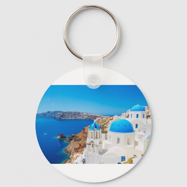 Santorini Island - Caldera, Greece Key Ring (Front)