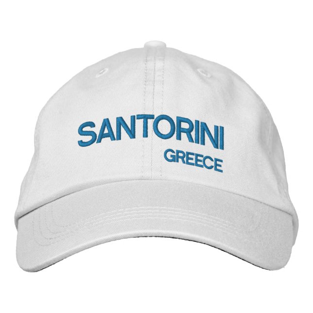 Santorini* Island Greece Blue & White Hat (Front)
