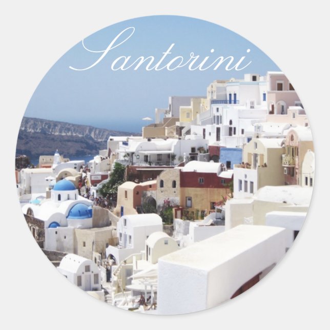 Santorini island Greece Classic Round Sticker (Front)