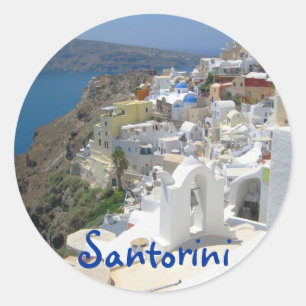 Santorini island Greece Classic Round Sticker