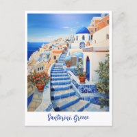 Santorini Island Illustration | Travel Art