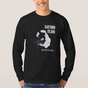 Santorini Island Mediterranean Sea Coordinates Map T-Shirt