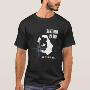Santorini Island Mediterranean Sea Coordinates Map T-Shirt