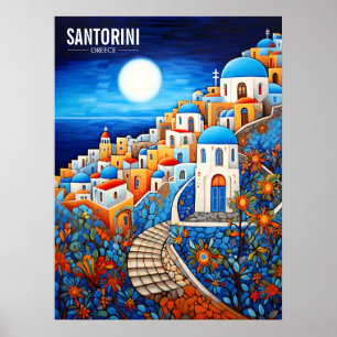 Santorini Island Painting   Greece Travel   Art Poster