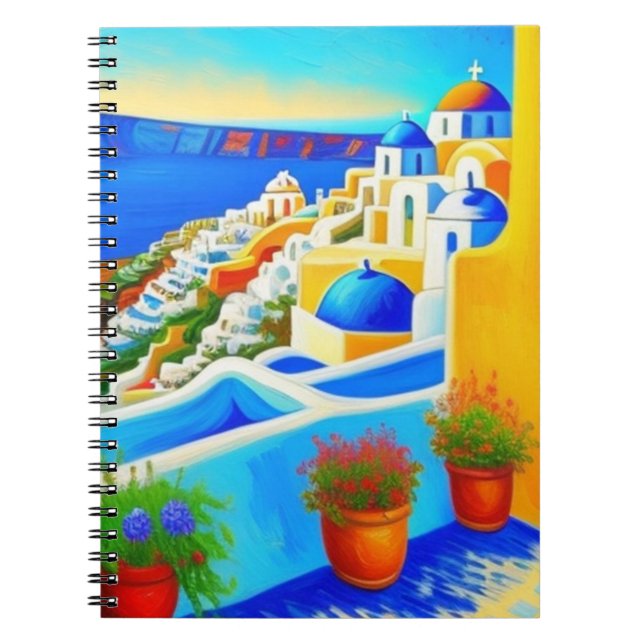 Santorini island view art notebook (Front)