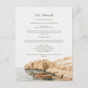 Santorini Limestone Cliff Boat Wedding Details Enclosure Card