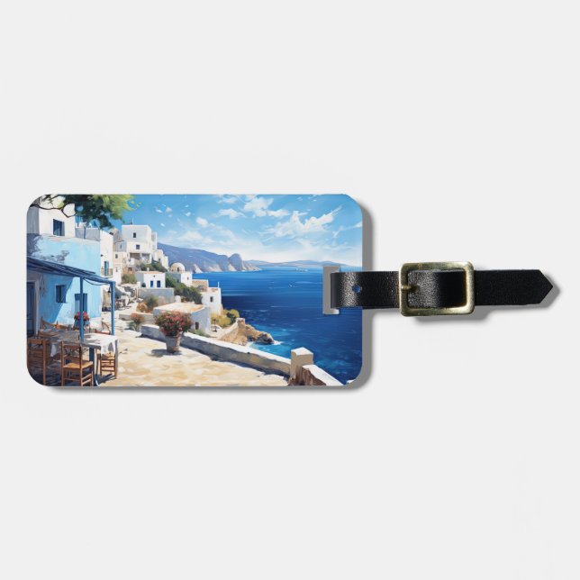 Santorini Luggage Tag (Front Horizontal)