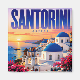 🌊 Santorini Modern Island Skyline Style 🌊 Magnet
