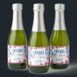 Santorini Musical Bougainvillea bridal shower Mini Sparkling Wine Label<br><div class="desc">Mediterranean Greek musical bougainvillea-inspired Dancing Queen bridal shower favour liquor bottle</div>