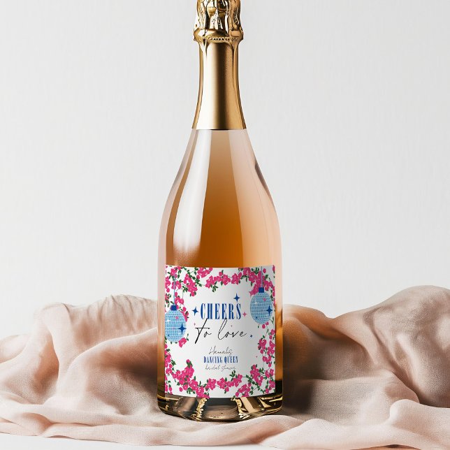 Santorini Musical Bougainvillea bridal shower  Sparkling Wine Label (Creator Uploaded)