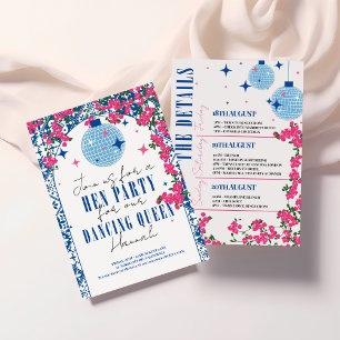 Santorini Musical Bougainvillea Hen Party Invitation