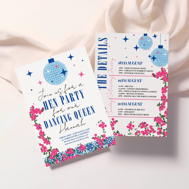 Santorini Musical Bougainvillea Hen Party Invitation (Creator Uploaded)