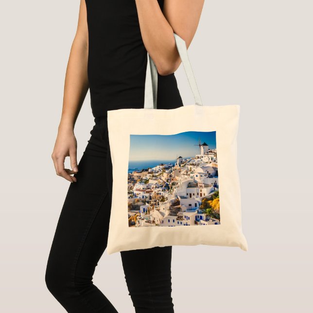 Santorini Oia Coastal Charm and Greek Island Style Tote Bag (Front (Product))