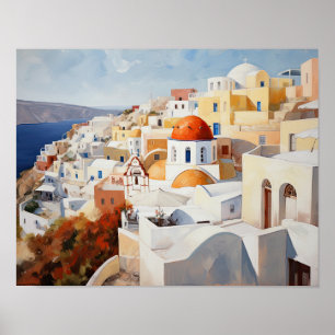Santorini Oia Greece Painting Art Print Poster