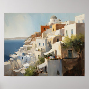 Santorini Oia Greece Painting Art Print Poster