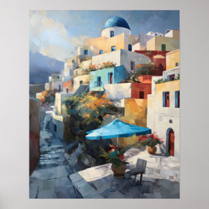 Santorini Oia Greece Painting Art Print Poster