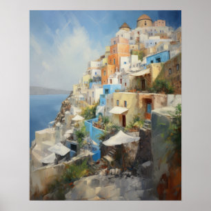 Santorini Oia Greece Painting Art Print Poster
