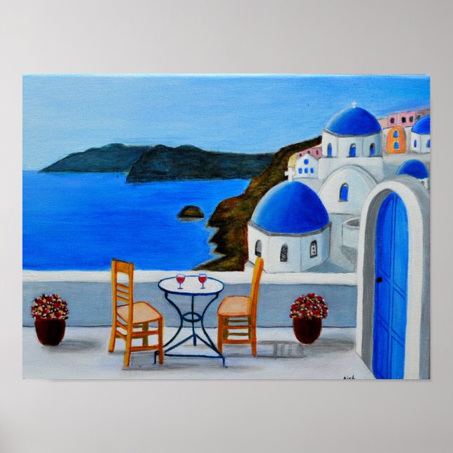 Santorini Painting Poster (Front)