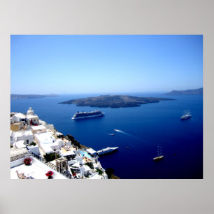 Santorini patio scene poster