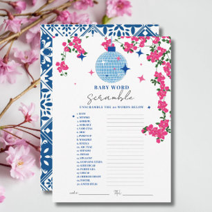 Santorini Pink baby word scramble shower Game card