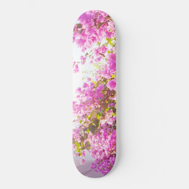 Santorini Pink Flower Dream #1 #wall #art Skateboard (Front)