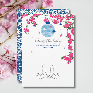 Santorini Pink Guess the baby shower Game card