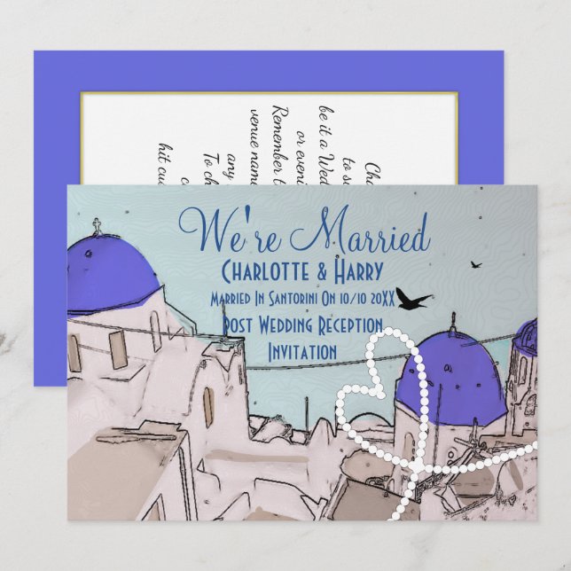 Santorini Post Wedding Celebration Party Invitation (Front/Back)