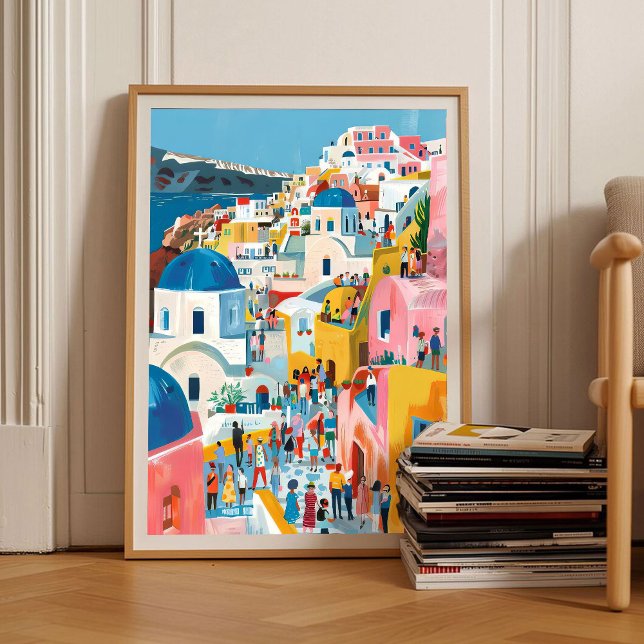 Santorini Print Santorini Illustration Greece Trav (Creator Uploaded)