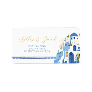 Santorini Return Address Label Wedding Greek
