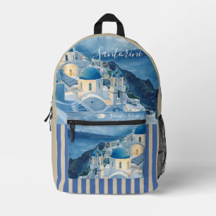 Santorini, Romantic Night in Santorini, Printed Ba Backpack