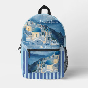 Santorini, Romantic Night in Santorini, Printed Backpack