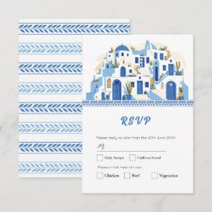 Santorini RSVP Cards Wedding Greek Greece Blue 