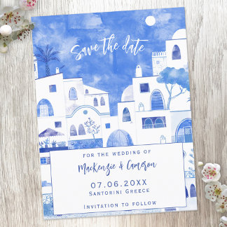 Santorini Save The Date Announcement Postcard