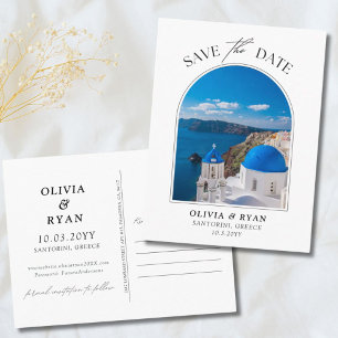 Santorini Save the Date Postcard Wedding