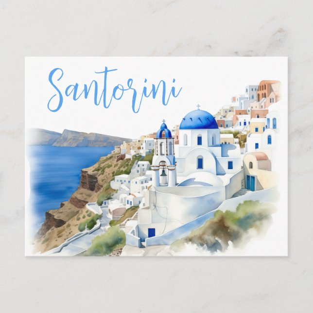 Santorini Serenity: Where Sky Meets Sea Postcard (Front)