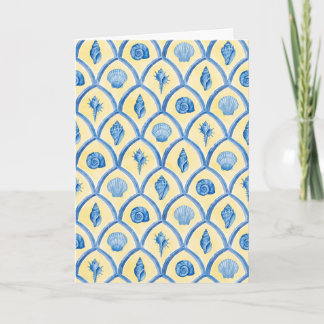 Santorini Shells Yellow Blue Watercolor Stationery Card