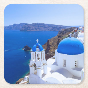 Santorini Square Paper Coaster