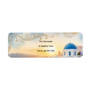 Santorini Sunset Guest Return Address Label