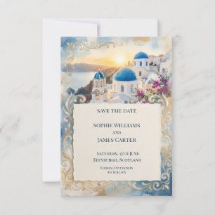Santorini Sunset Save The Date Card