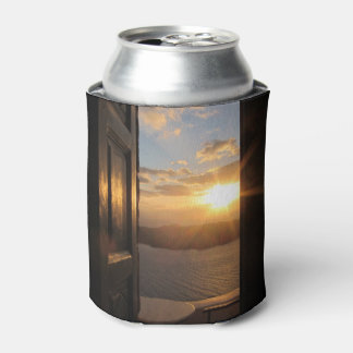 Santorini sunset through door can cooler